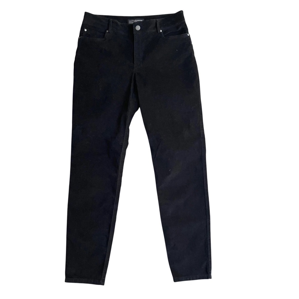 Peruvian Connection Corduroy Pants Women Size 12 Black Slim Leg Stretch
